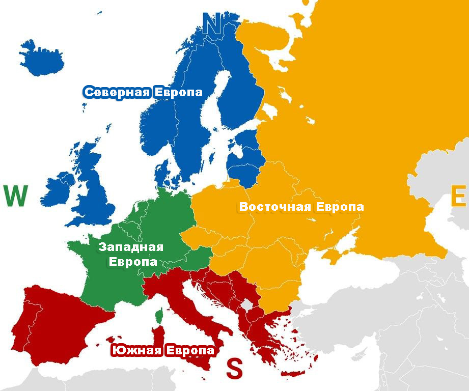 Европа, Восточная европа, Южная Европа, Северная Европа, Западная Европа Европа, Восточная европа, Южная Европа, Северная Европа, Западная Европа