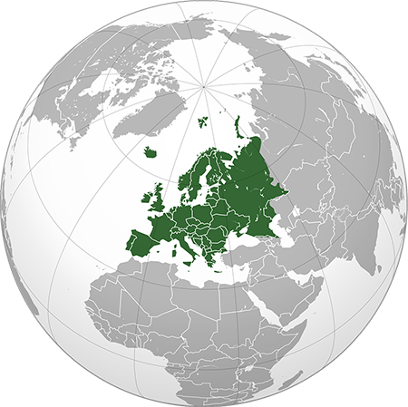 Европа, европейский континентАвторство: Rob984. Derived from Europe orthographic Caucasus Urals boundary.svg and Europe on the globe (red).svg., Общественное достояние, https://commons.wikimedia.org/w/index.php?curid=40958608 Европа, европейский континентАвторство: Rob984. Derived from Europe orthographic Caucasus Urals boundary.svg and Europe on the globe (red).svg., Общественное достояние, https://commons.wikimedia.org/w/index.php?curid=40958608