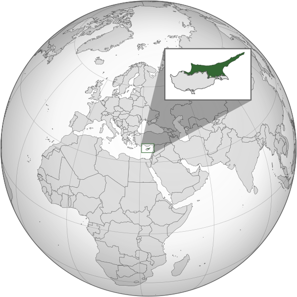 Авторство: Norhern Cyprus (orthographic projection).png: *Syria (orthographic projection).svg: L'AméricainEU-Cyprus.svg: NuclearVacuumSeksen iki yüz kırk beşEU-Cyprus.svg: NuclearVacuumderivative work: Lfdder. Этот файл является производной работой от:Nor