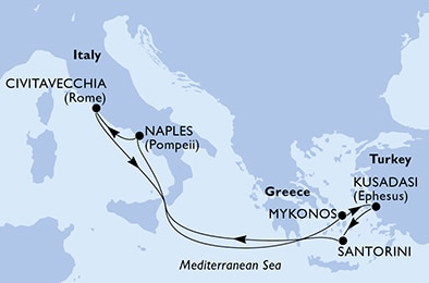 Италия и острова Греции / MSC Divina / 7 ночей / Шенген /  русская группа (2025)